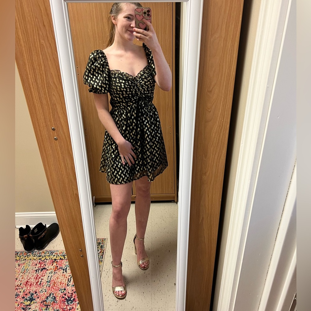 black and gold babydoll dress